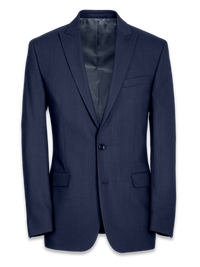 Classic Fit Essential Wool Peak Lapel Side Vents Suit Jacket - Navy