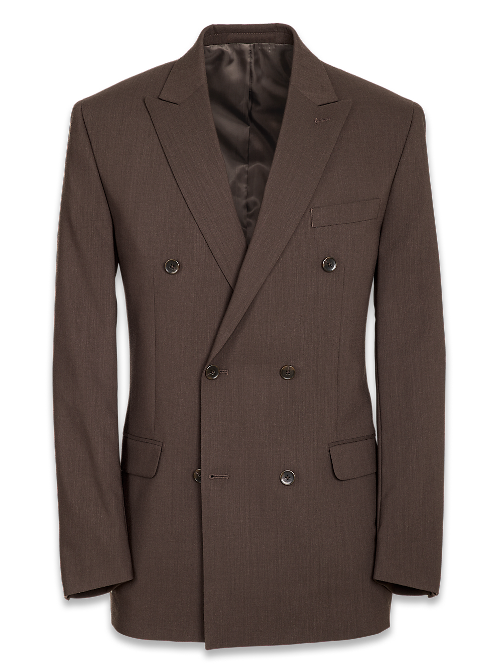 Product Image of Classic Fit Essential Wool Double Breasted Peak Lapel Suit Jacket-Brown