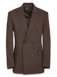 Classic Fit Essential Wool Double Breasted Peak Lapel Suit Jacket - Brown