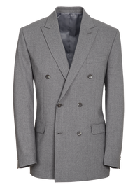 Classic Fit Essential Wool Double Breasted Peak Lapel Suit Jacket - Grey