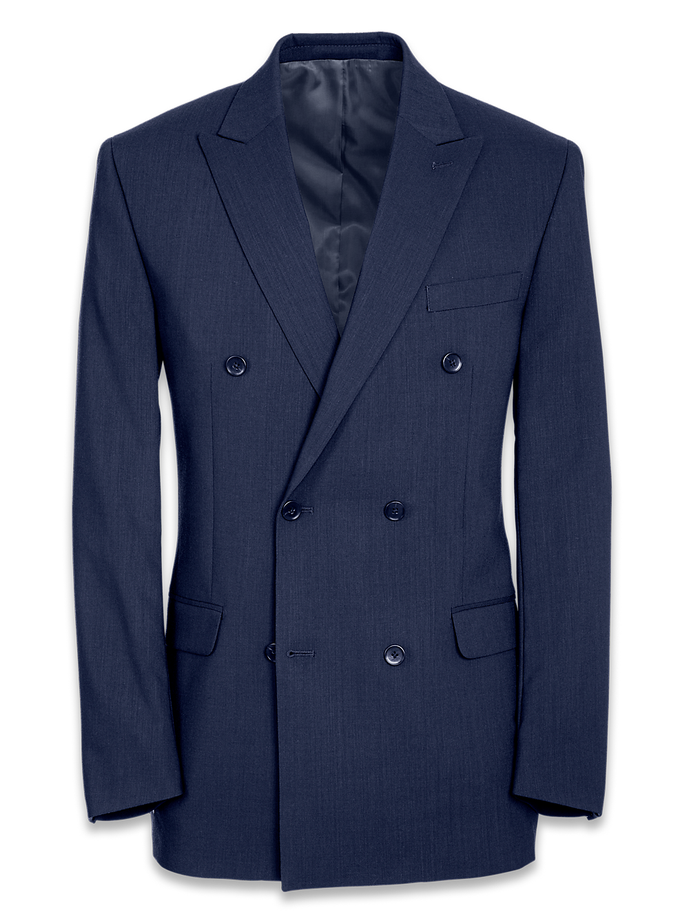 Product Image of Classic Fit Essential Wool Double Breasted Peak Lapel Suit Jacket-Navy