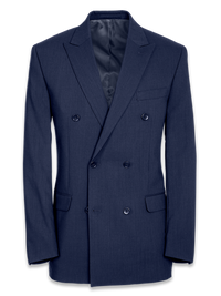 Classic Fit Essential Wool Double Breasted Peak Lapel Suit Jacket - Navy