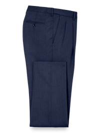 Classic Fit Essential Wool Pleated Suit Pants - Navy