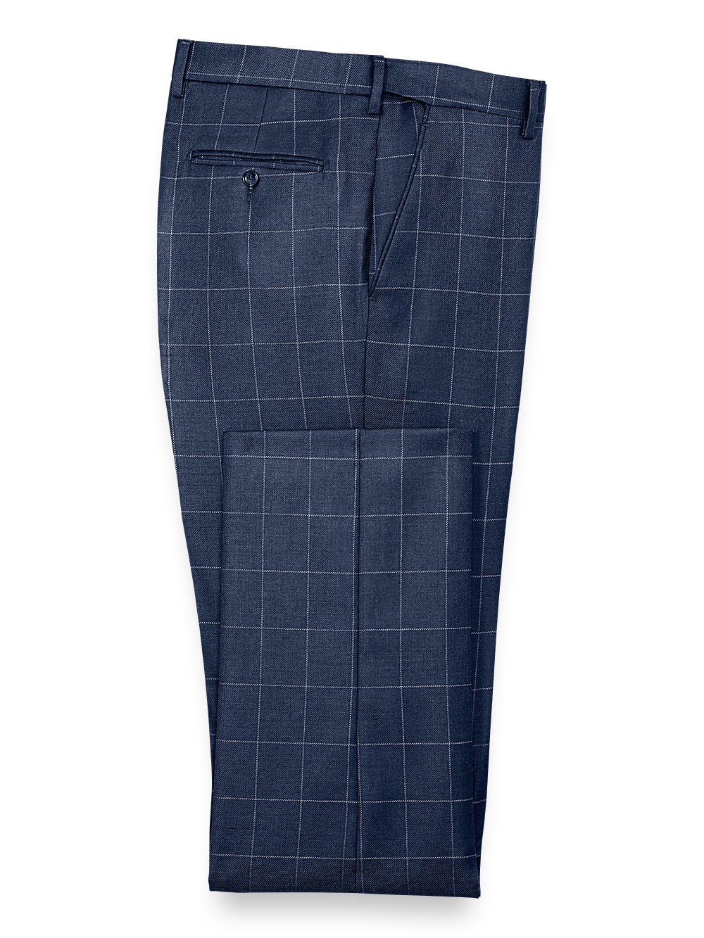 Product Image of Classic Fit Essential Wool Flat Front Suit Pants-Navy Windowpane