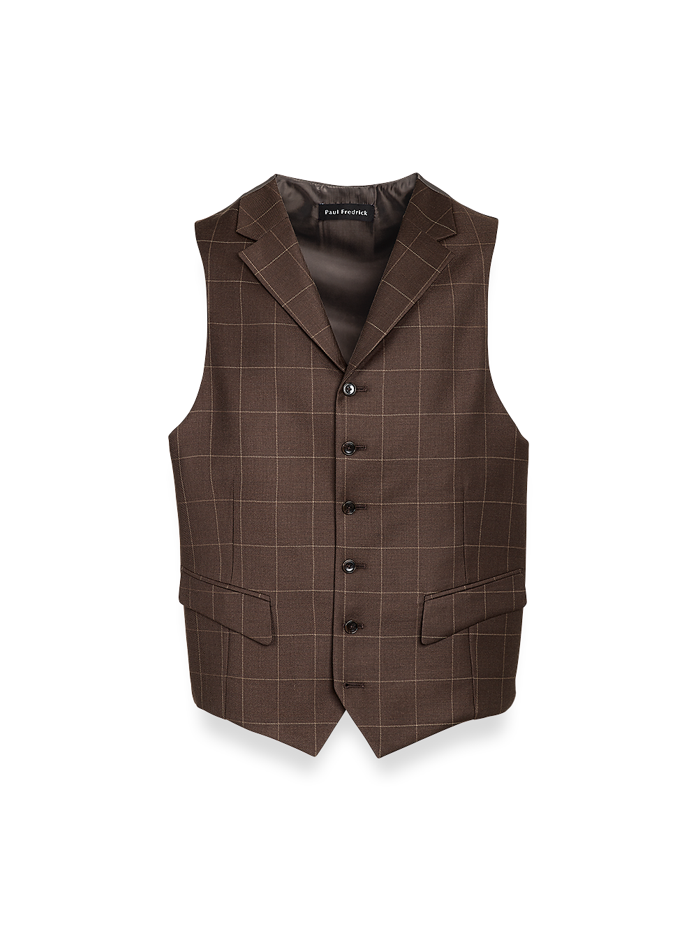 Product Image of Classic Fit Essential Wool Suit Vest-Brown Windowpane