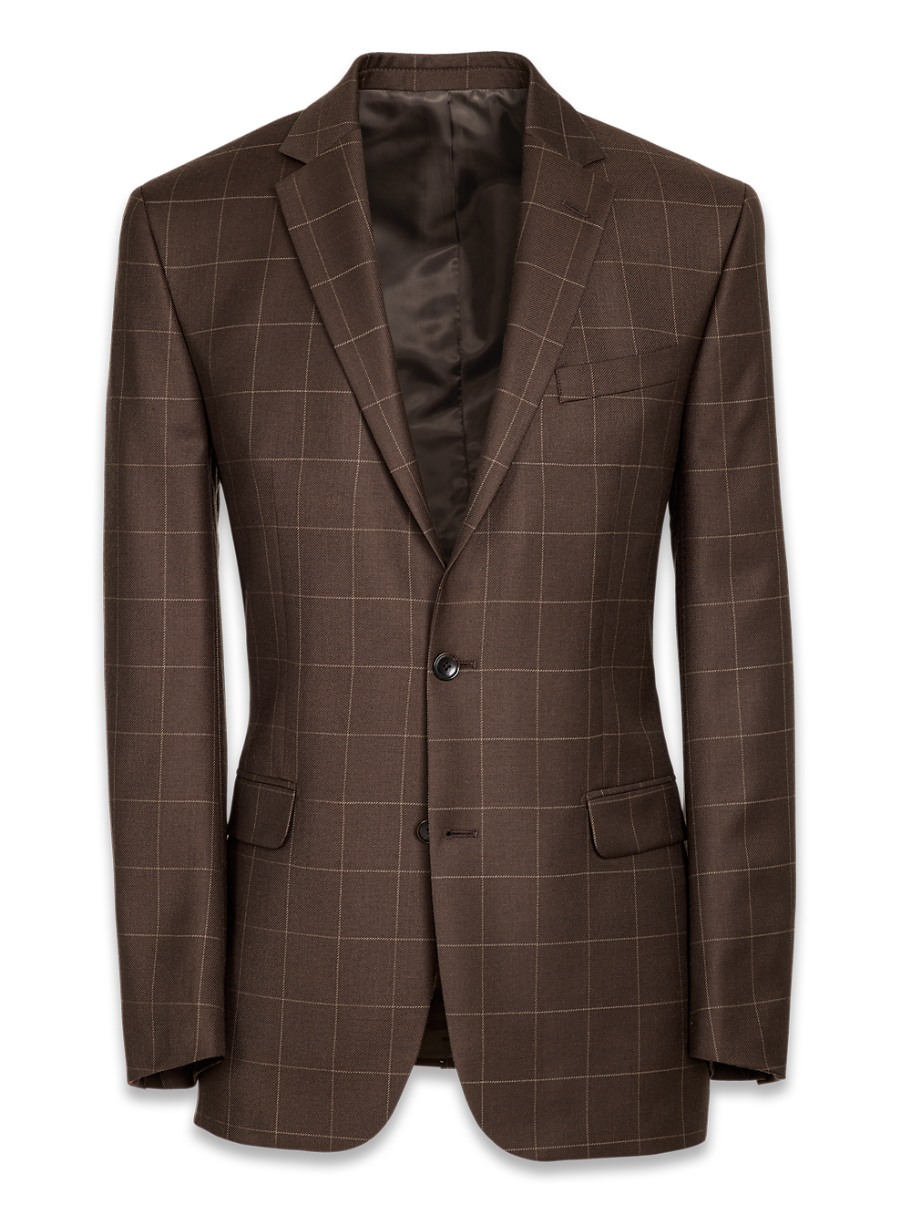 Product Image of Tailored Fit Wool Essential Wool Notch Lapel Suit Jacket-Brown Windowpane