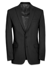 Tailored Fit Essential Wool Peak Lapel Suit Jacket - Black