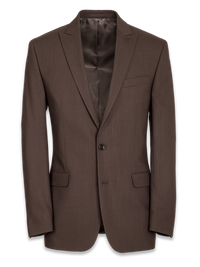 Tailored Fit Essential Wool Peak Lapel Suit Jacket - Brown