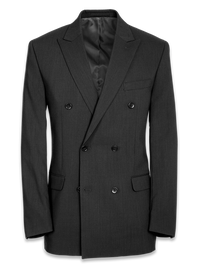 Tailored Fit Essential Wool Double Breasted Peak Lapel Suit Jacket - Black