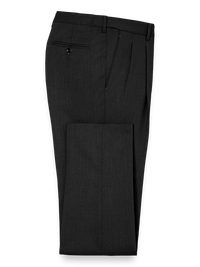 Tailored Fit Essential Wool Pleated Pants - Black