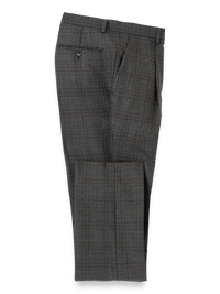 Wool Plaid Single Pleat Suit Pants - Charcoal