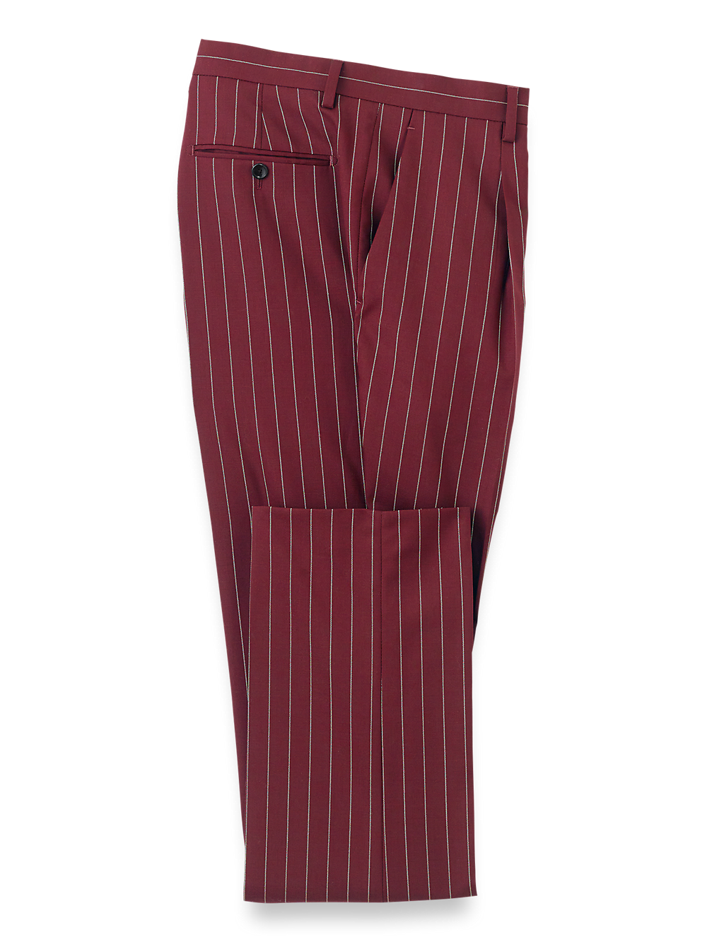 Product Image of Wool Stretch Stripe Single Pleat Suit Pants-Burgundy