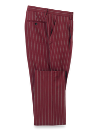 Wool Stretch Stripe Single Pleat Suit Pants - Burgundy