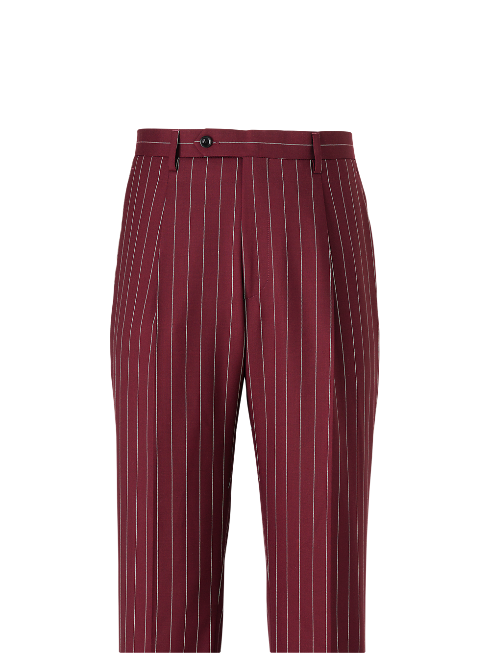 Wool Stretch Stripe Single Pleat Suit Pants Burgundy Paul Fredrick