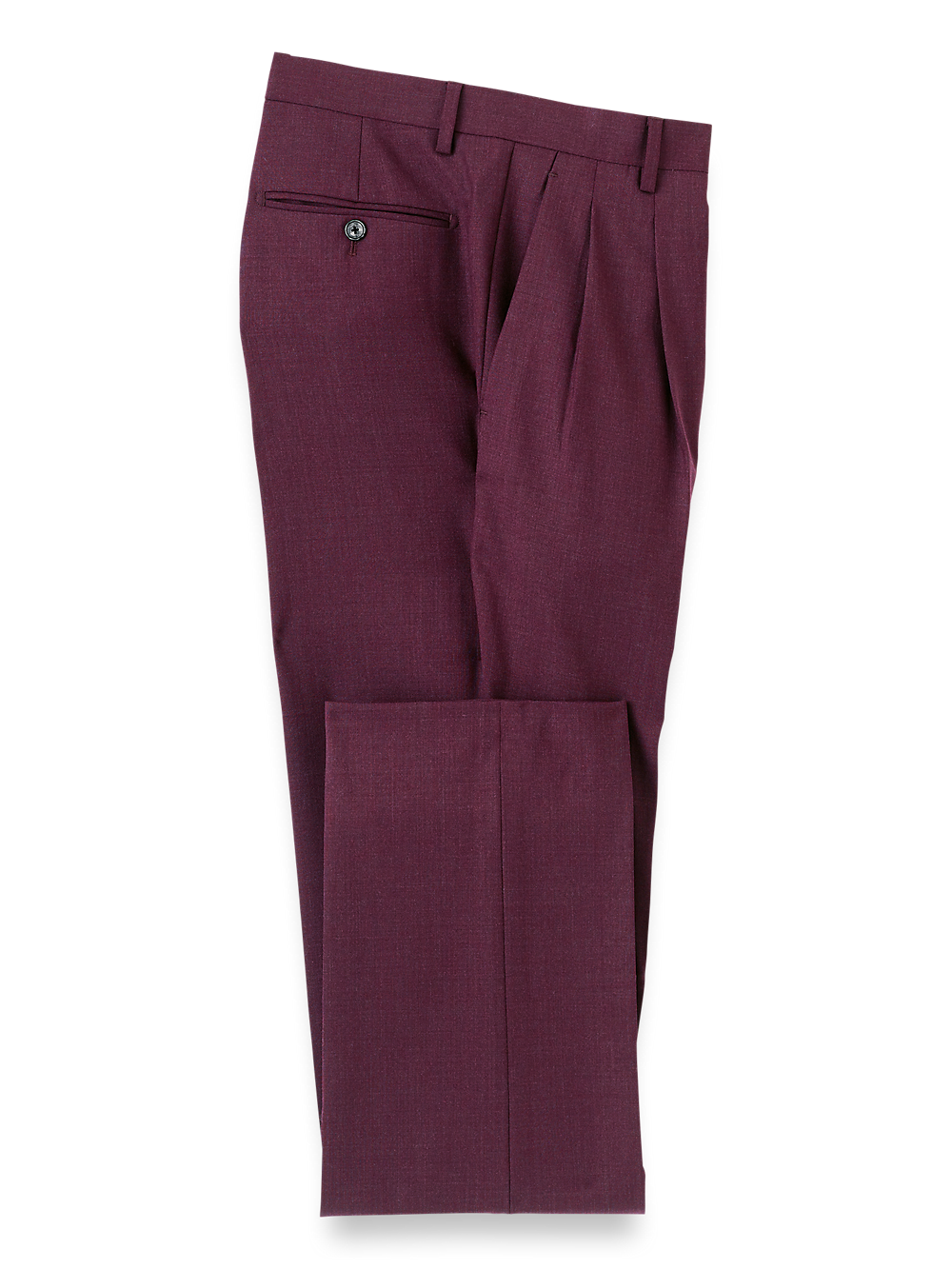 Product Image of Wool Stretch Bengaline Double Suit Pants-Plum#model_pleated front