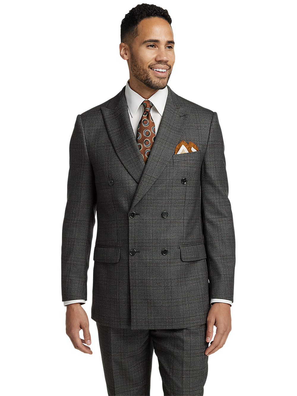 Alternate Image of Wool Plaid Double Breasted Peak Lapel Suit Jacket-1