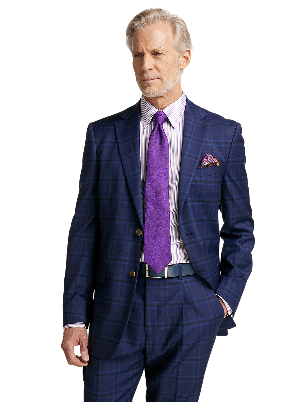 Alternate Image of Wool Stretch Plaid Single Breasted Suit Jacket-1