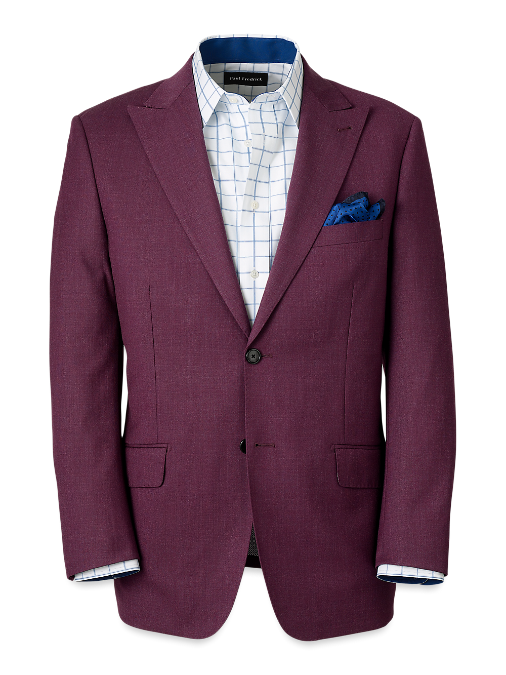 Product Image of Wool Stretch Bengaline Peak Lapel Suit Jacket-Plum