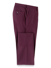 Wool Stretch Bengaline Suit Pants - Plum