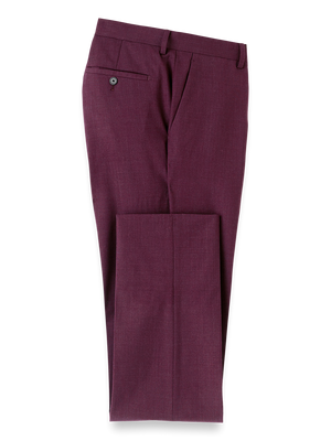 Wool Stretch Bengaline Double Suit Pants - Plum