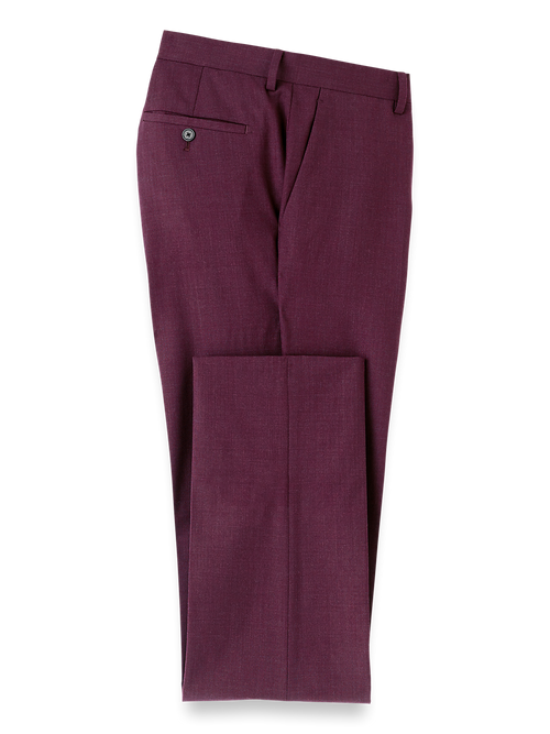 Wool Stretch Bengaline Double Suit Pants - Plum