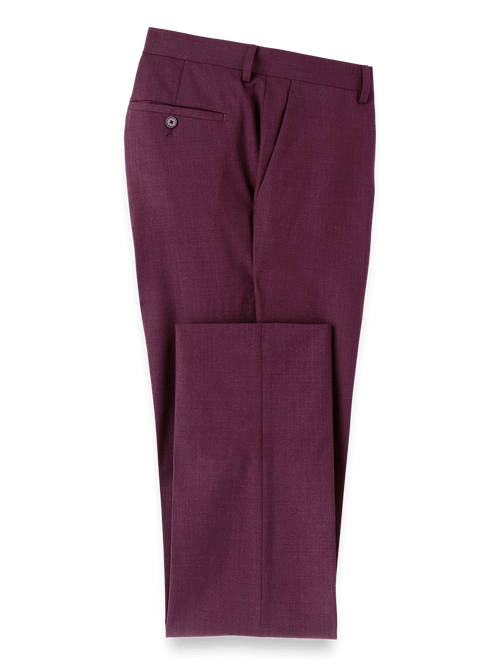 Wool Stretch Bengaline Suit Pants - Plum