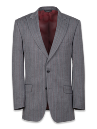 Classic Fit Herringbone Peak Lapel Suit Jacket - Black