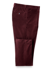 Cotton Velvet Single-Pleat Suit Pants - Wine