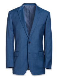 Classic Fit Sharkskin Peak Lapel Suit Jacket - Slate Blue