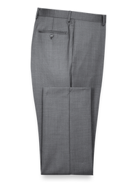 Classic Fit Sharkskin Flat Front Suit Pants - Grey