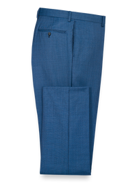 Classic Fit Sharkskin Flat Front Suit Pants - Slate Blue