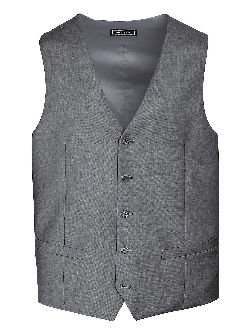 Product Image of Classic Fit Sharkskin No Lapel Suit Vest-Grey