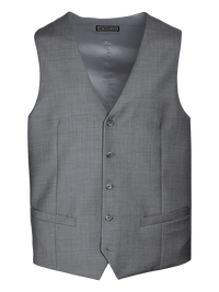 Classic Fit Sharkskin No Lapel Suit Vest - Grey