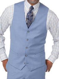 Classic Fit Sharkskin No Lapel Suit Vest - Sky Blue