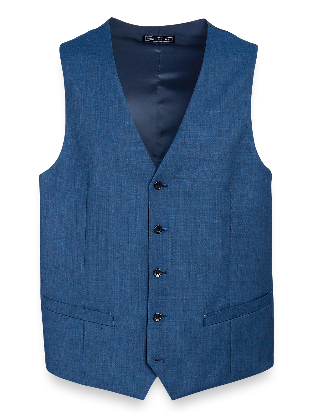 Product Image of Classic Fit Sharkskin No Lapel Suit Vest-Slate Blue