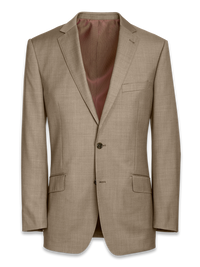 Classic Fit Sharkskin Notch Lapel Suit Jacket - Tan