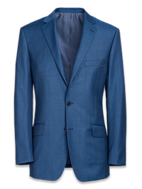 Classic Fit Sharkskin Notch Lapel Suit Jacket - Slate Blue