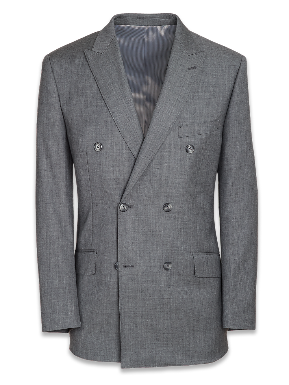 Product Image of Classic Fit Sharkskin Double Breasted Peak Lapel Suit Jacket-Grey