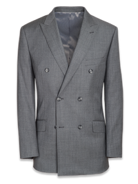 Classic Fit Sharkskin Double Breasted Peak Lapel Suit Jacket - Grey