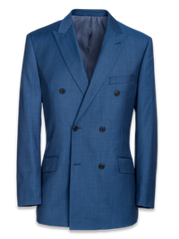 Classic Fit Sharkskin Double Breasted Peak Lapel Suit Jacket - Slate Blue