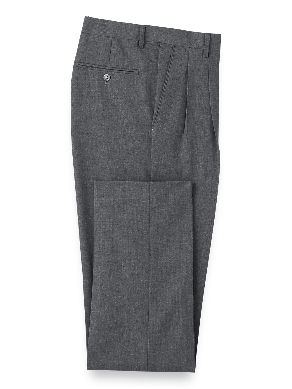 Product Image of Wool Stretch Bengaline Pleated Suit Pants-Grey