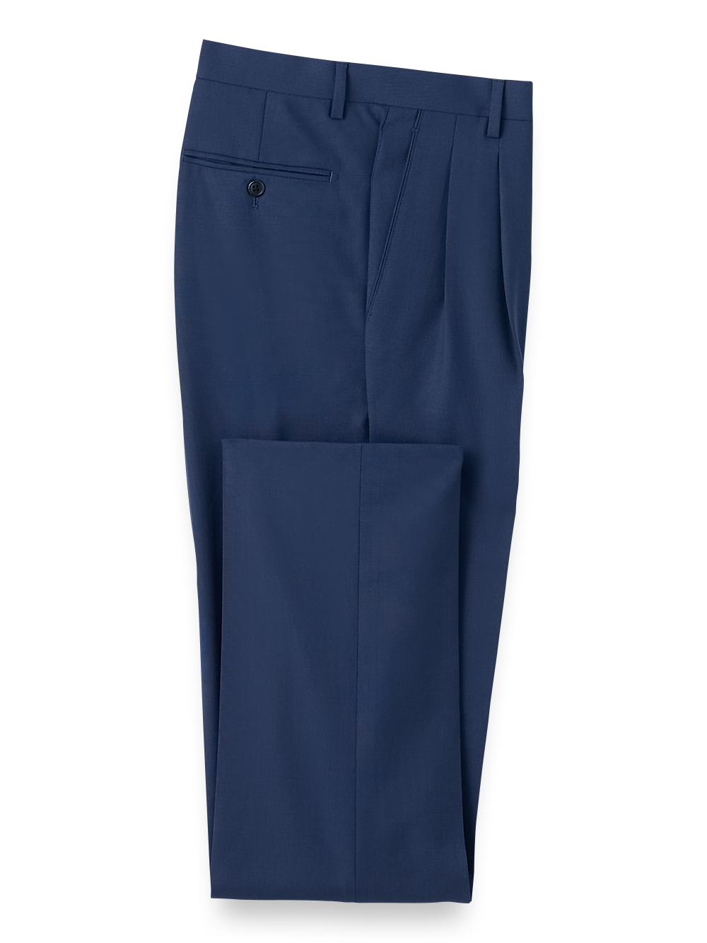 Product Image of Wool Stretch Bengaline Pleated Suit Pants-Blue