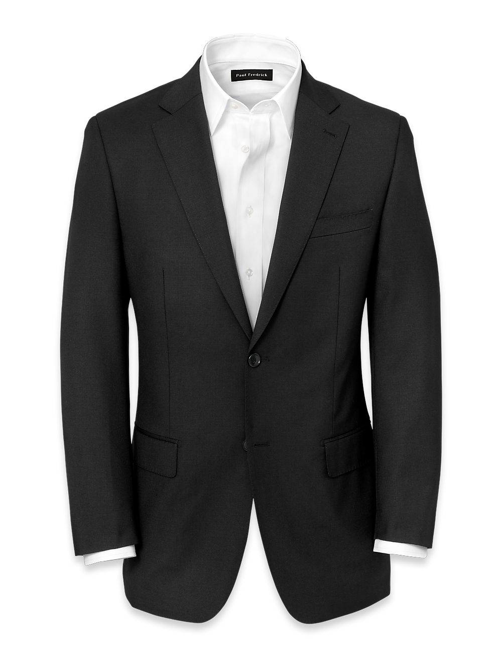 Product Image of Wool Stretch Bengaline Notch Lapel Suit Jacket-Black