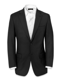 Wool Stretch Bengaline Notch Lapel Suit Jacket - Black