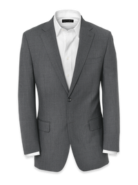 Wool Stretch Bengaline Notch Lapel Suit Jacket - Grey