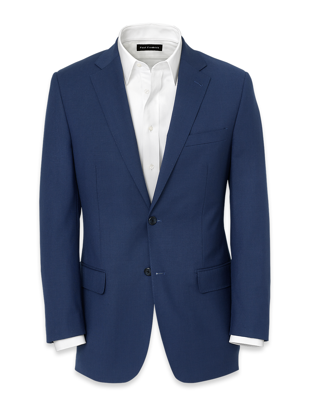 Product Image of Wool Stretch Bengaline Notch Lapel Suit Jacket-Blue