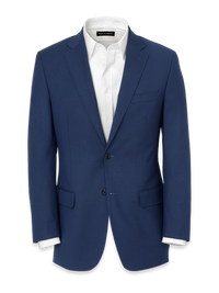 Wool Stretch Bengaline Notch Lapel Suit Jacket - Blue