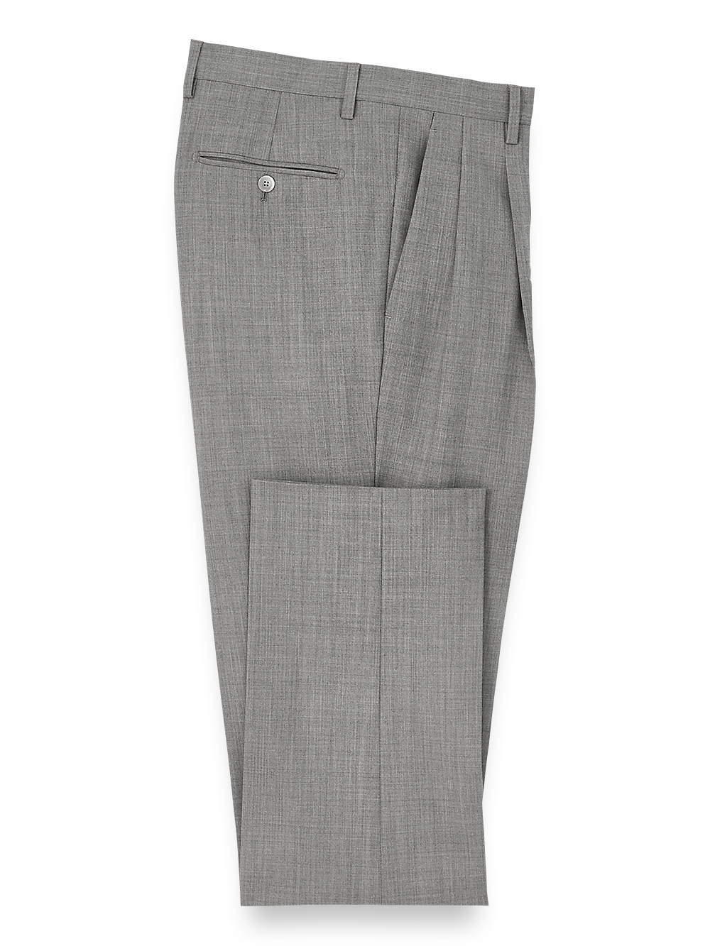 Product Image of Wool Stretch Bengaline Pleated Suit Pants-Light Grey