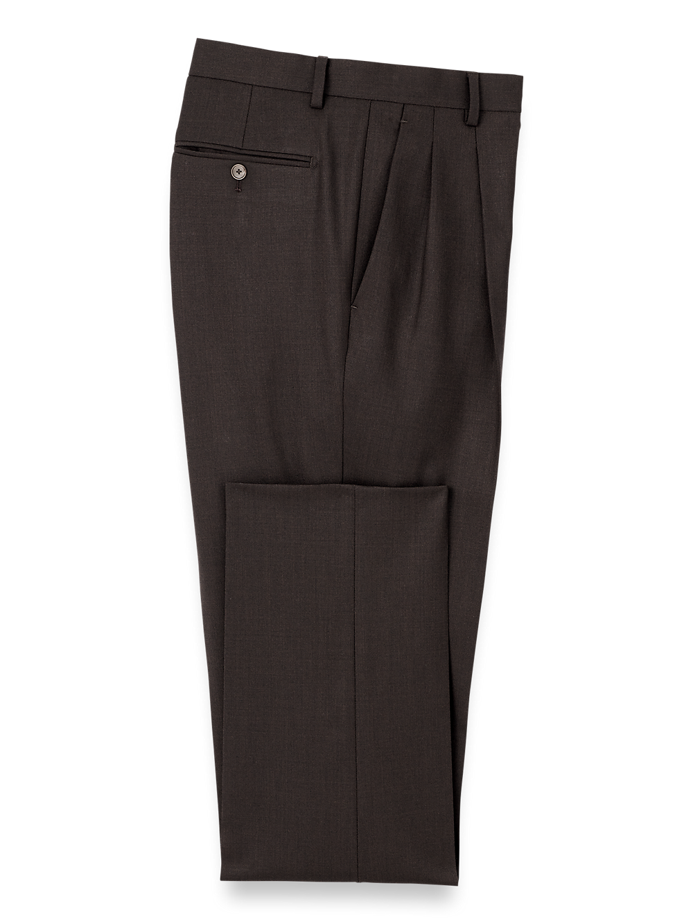 Product Image of Wool Stretch Bengaline Suit Pants-Dark Brown#model_pleated front