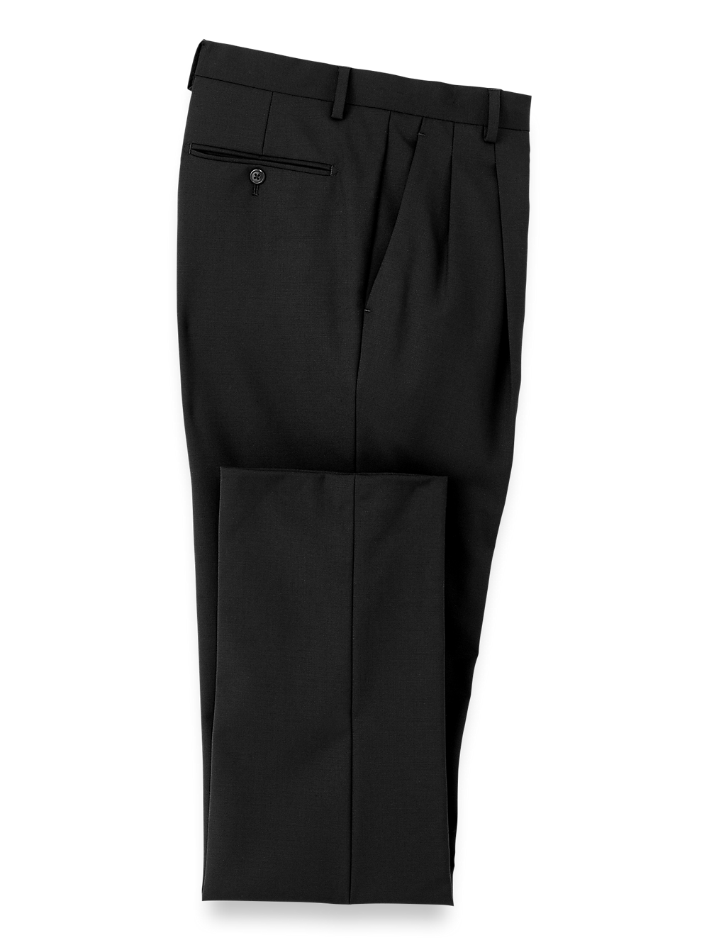 Product Image of Wool Stretch Bengaline Suit Pants-Black#model_pleated front